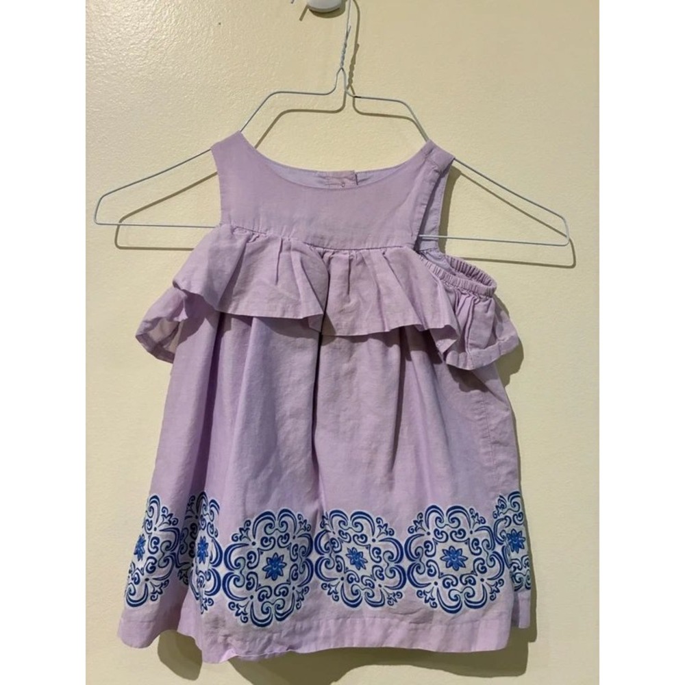 Janie and Jack Girls Lavender Purple Ruffle Cold Shoulder Medallion Dress 12-18M